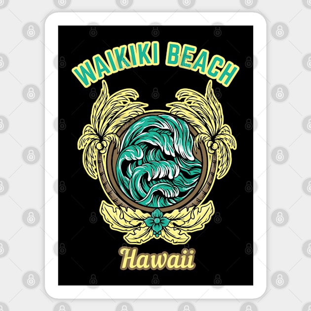 Waikiki Beach Sticker by LiquidLine